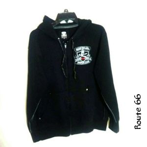Route 66 Black Car Brigade large black zip hoodie
